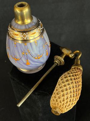 Gorgeous Bohemian Glass and Gilt Atomizer Perfume Bottle