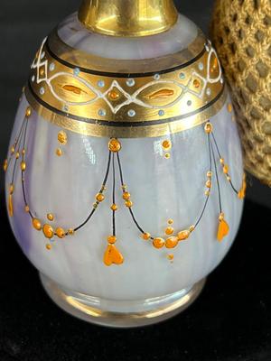 Gorgeous Bohemian Glass and Gilt Atomizer Perfume Bottle