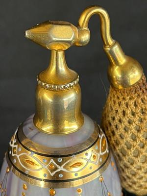 Gorgeous Bohemian Glass and Gilt Atomizer Perfume Bottle