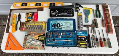 Tool Lot - Sockets, stapler, levels and more