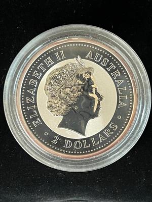 2001 Australian Lunar Year of the Snake 2 Oz 999 Silver Coin