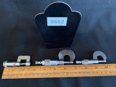3 Vintage Micrometers Starrett Theisen Marshall
