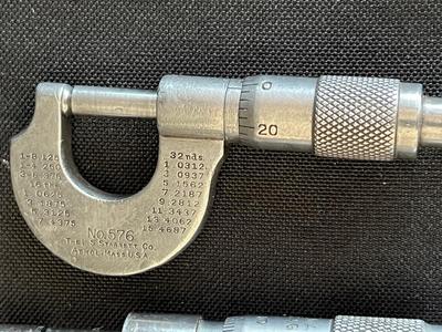 3 Vintage Micrometers Starrett Theisen Marshall