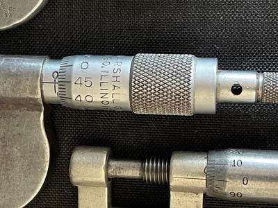 3 Vintage Micrometers Starrett Theisen Marshall