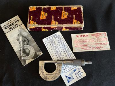 Vintage Brown & Sharpe Micrometer Caliper in Original Box w Instructions