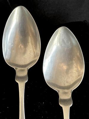 2 Early J C Hanna Antique Coin Silver Spoons