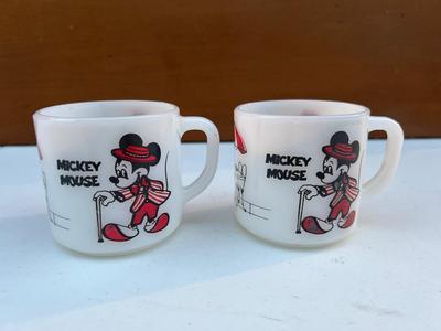 FEDERAL Milk Glass Disney Coffee Mugs