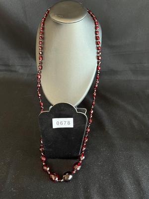 Antique Cherry Amber Beads Necklace Rich Red Faceted
