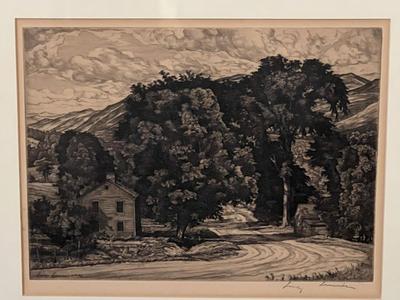 Luigi Lucioni Original Prairie Printmaker "Route 7" Etching