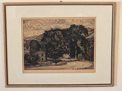 Luigi Lucioni Original Prairie Printmaker "Route 7" Etching