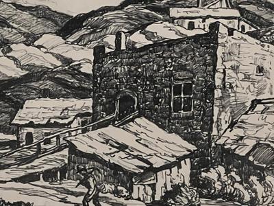 Birger Sandzen Prairie Printmaker Corner of Nevadaville signed