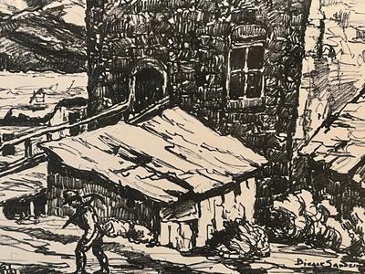 Birger Sandzen Prairie Printmaker Corner of Nevadaville signed