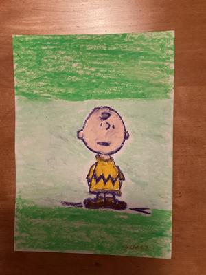 Peanuts Signed Schulz Charlie Brown Original Pastel Art Sketch