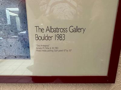 FRAMED POSTER FOR ARTIST ARTESANOS GALLERY SHOWING IN BOULDER