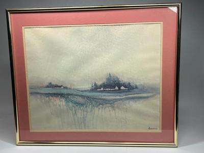Big Rural Sky Frank Ackerman Framed and Signed Watercolor Painting