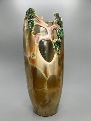 ShaJa Cevs Handmade Porcelain Art Vessel Sculptural Cliffs Edge Tree Crystalline Glaze Vase