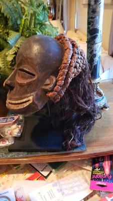 Large African Mask with flowing hair