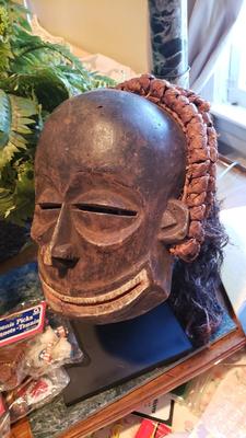 Large African Mask with flowing hair