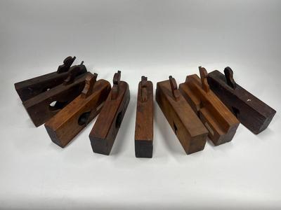 Antique Lot Thick Short Woodworking Tools Jack Block Wooden Hand Grater Marked Planes