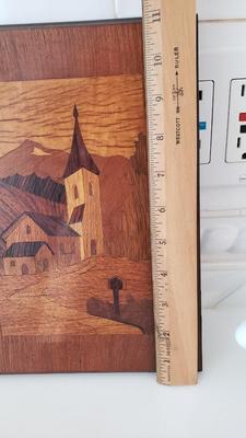 Vintage inlaid wood art