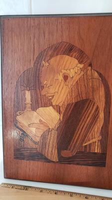 Vintage inlaid wood art