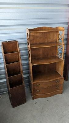 Serpentine Front Shelf and Primitive Magazine Rack