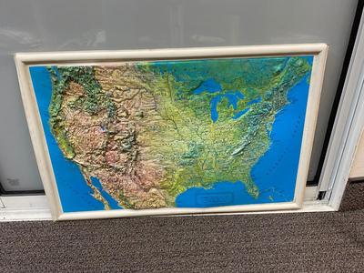 Unframed Vintage Retro 3D Blow Mold Plastic Map of the United States