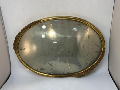 Large Antique Vintage Bubble Glass Oval Picture Photo Frame