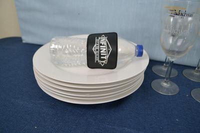 LOT 440. VARIETY OF WINE GLASSES AND PLATES