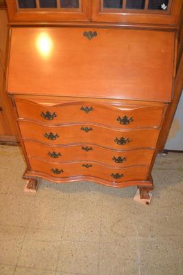 LOT 471. VINTAGE SERPENTINE DROP FRONT DESK