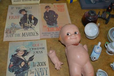 LOT 475.  VINTAGE KEWPIE DOLL, OTHER VINTAGE TOYS