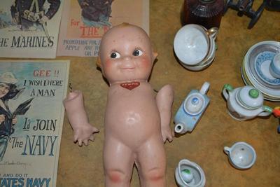 LOT 475.  VINTAGE KEWPIE DOLL, OTHER VINTAGE TOYS
