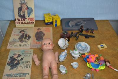 LOT 475.  VINTAGE KEWPIE DOLL, OTHER VINTAGE TOYS