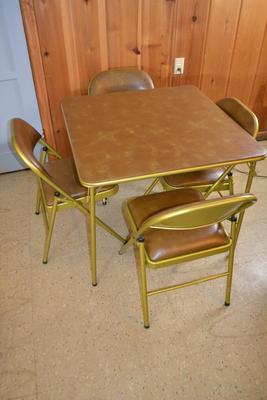 LOT 510 MECCO BRAND FOLDING CARD TABLE AND 4 CHAIRS