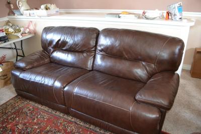 LOT 579 LEATHER SOFA