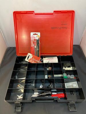 Divided Carry Storage Case with Xacto Blades and Dremel Bits