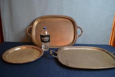 LOT 608. SIVLER PLATE PLATERS