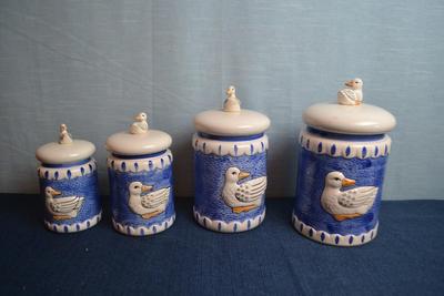 LOT 612. DUCK CANISTER SET BY TOWLE SIGMA
