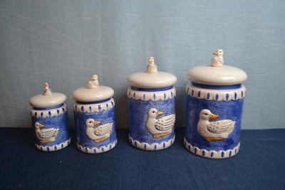 LOT 612. DUCK CANISTER SET BY TOWLE SIGMA