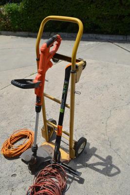 LOT 685. WEED REMOVER, DOLLY, WEED EATER, POWER CORD