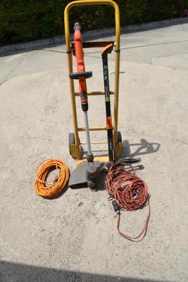 LOT 685. WEED REMOVER, DOLLY, WEED EATER, POWER CORD