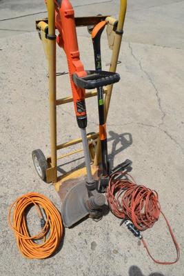 LOT 685. WEED REMOVER, DOLLY, WEED EATER, POWER CORD