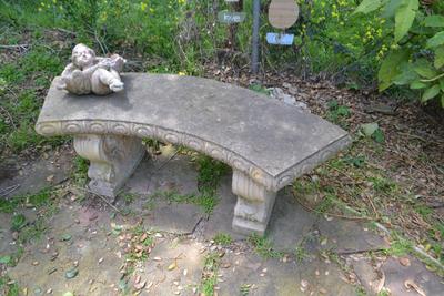 LOT 689. CONCRETE BENCH AND CONCRETE ANGEL