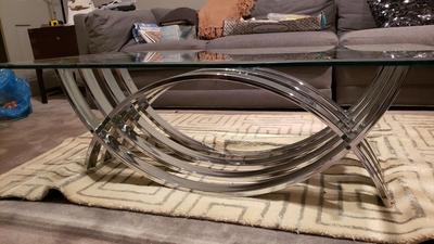 MCM Chrome and glass coffee table