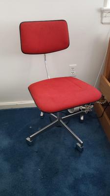 Red Office chair with wheels made in Denmark!