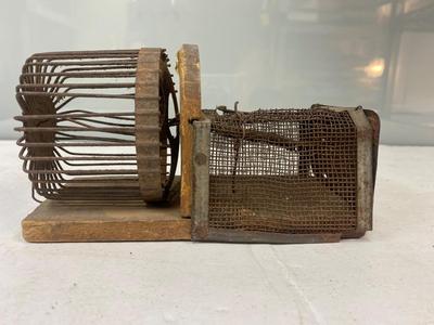Antique Primitive 19th Century Wire Wheel Mouse Rodent Live Humane Trap Cage
