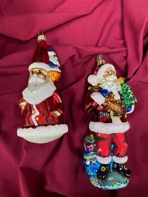 Two Santa ornaments