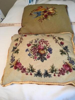 Vintage pair of embroidered pillows