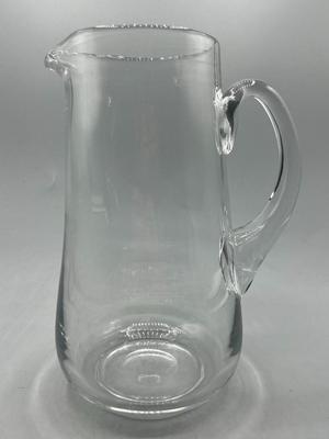 Vintage Hand Blown Clear Glass Serving Pitcher