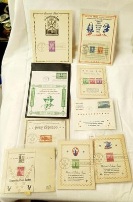 9 PC - FIRST DAY ISSUE MIXED STYLE STAMPS - 1940s MIX THEME